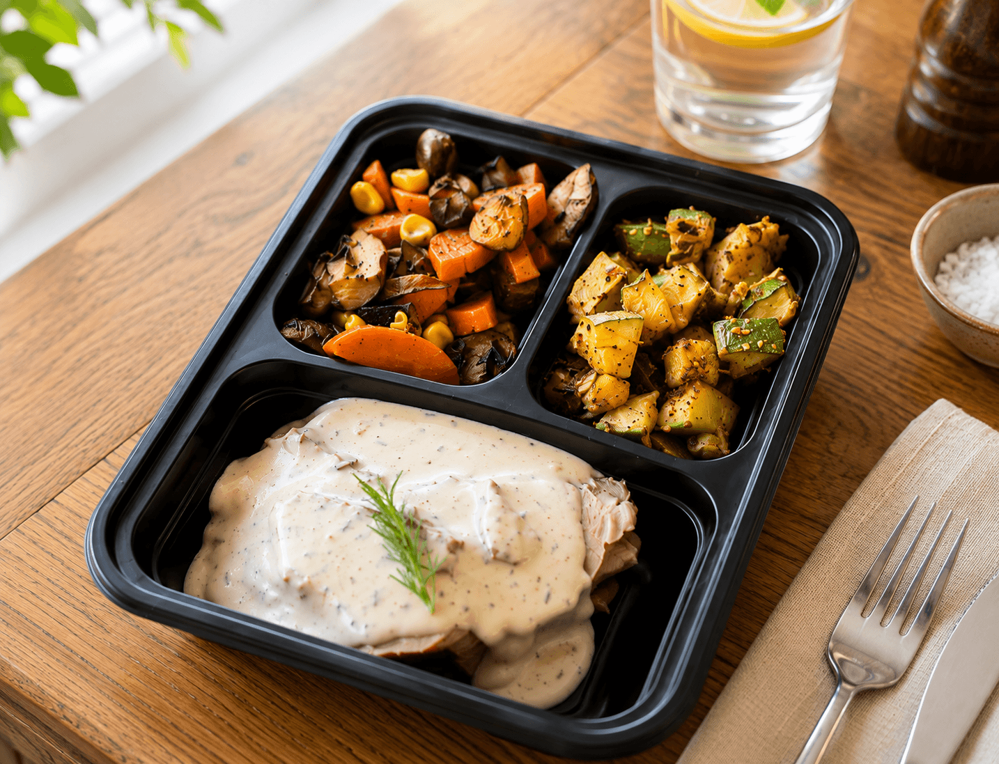 Charola de comida saludable de Sanito, cliente de CM Pagos